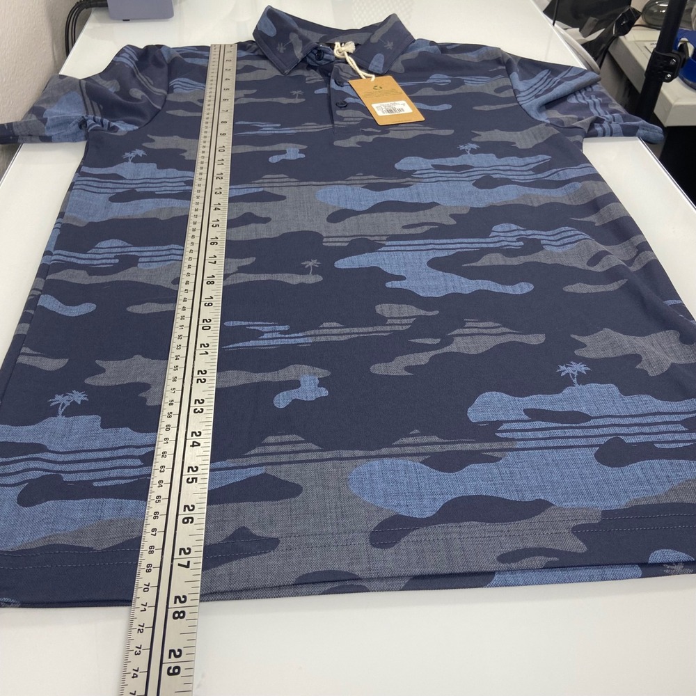 Travis‎ Mathew Mens Small Beachside Stealth Polo Shirt Blue Camo Golf NEW FLAW - Picture 5 of 9